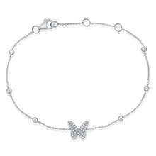 Load image into Gallery viewer, 14k Gold &amp; Diamond Butterfly Station Bracelet