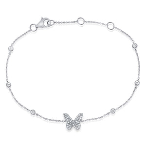 14k Gold & Diamond Butterfly Station Bracelet