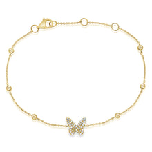 Load image into Gallery viewer, 14k Gold &amp; Diamond Butterfly Station Bracelet