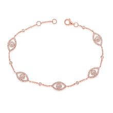 Load image into Gallery viewer, 14k Gold &amp; Diamond Evil Eye Station Bracelet