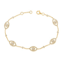 Load image into Gallery viewer, 14k Gold &amp; Diamond Evil Eye Station Bracelet