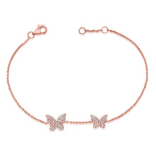 Load image into Gallery viewer, 14k Gold &amp; Diamond Double Butterfly Bracelet