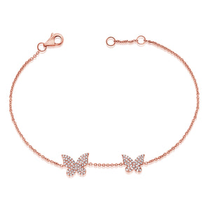 14k Gold & Diamond Double Butterfly Bracelet
