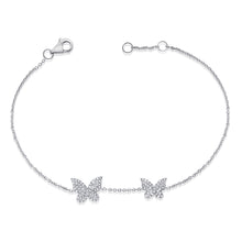 Load image into Gallery viewer, 14k Gold &amp; Diamond Double Butterfly Bracelet