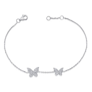 14k Gold & Diamond Double Butterfly Bracelet