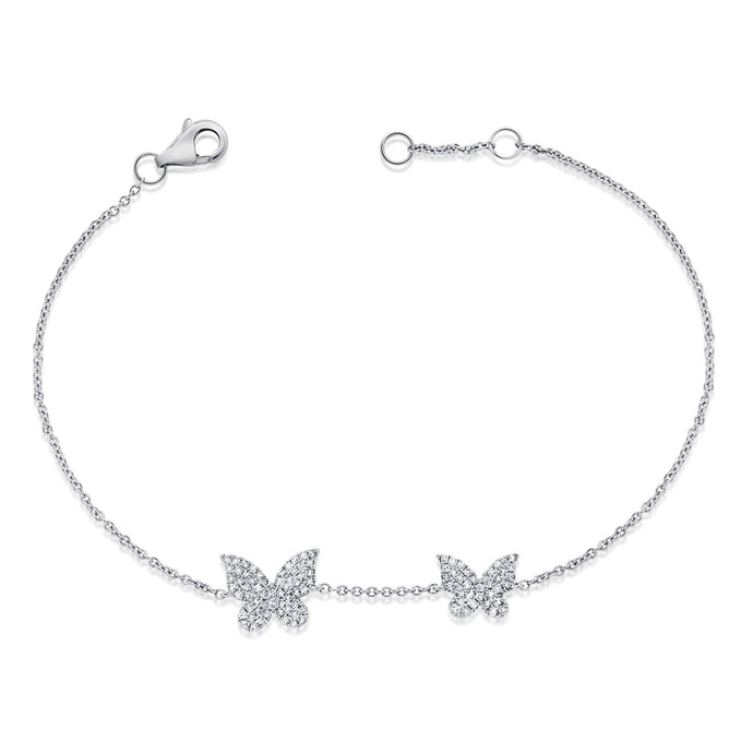 14k Gold & Diamond Double Butterfly Bracelet