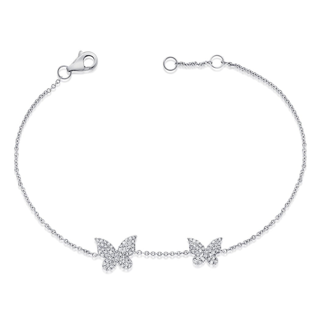 14k Gold & Diamond Double Butterfly Bracelet