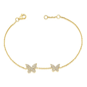 14k Gold & Diamond Double Butterfly Bracelet