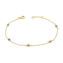 Load image into Gallery viewer, 14k Gold &amp; Diamond Evil Eye Bracelet