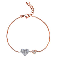 Load image into Gallery viewer, 14k Gold &amp; Diamond Double Heart Bracelet