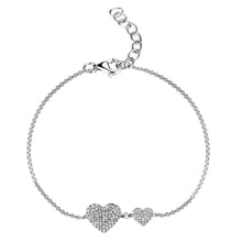 Load image into Gallery viewer, 14k Gold &amp; Diamond Double Heart Bracelet