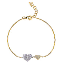 Load image into Gallery viewer, 14k Gold &amp; Diamond Double Heart Bracelet