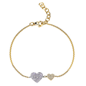 14k Gold & Diamond Double Heart Bracelet