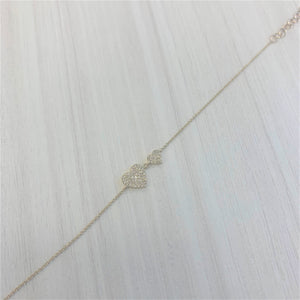 14k Gold & Diamond Double Heart Bracelet