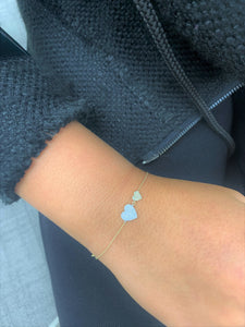 14k Gold & Diamond Double Heart Bracelet