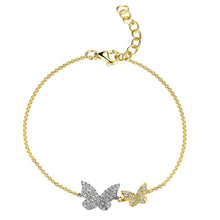 Load image into Gallery viewer, 14k Gold &amp; Diamond Double Butterfly Bracelet