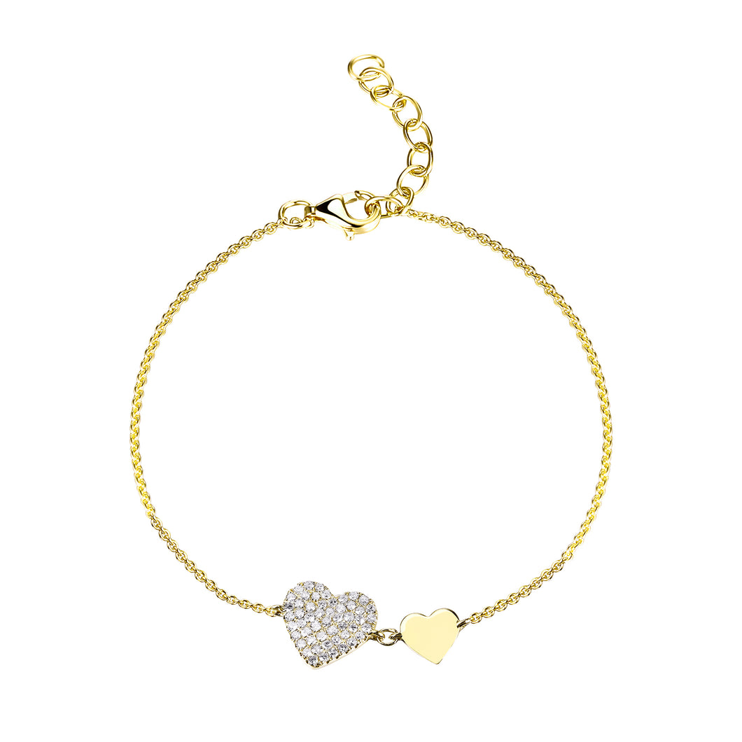 14k Gold & Diamond Heart Bracelet