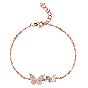 14k Gold & Diamond Double Butterfly Bracelet