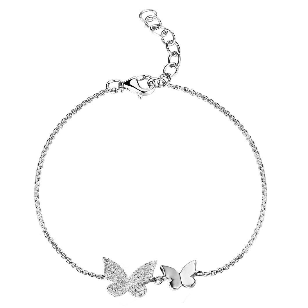 14k Gold & Diamond Double Butterfly Bracelet