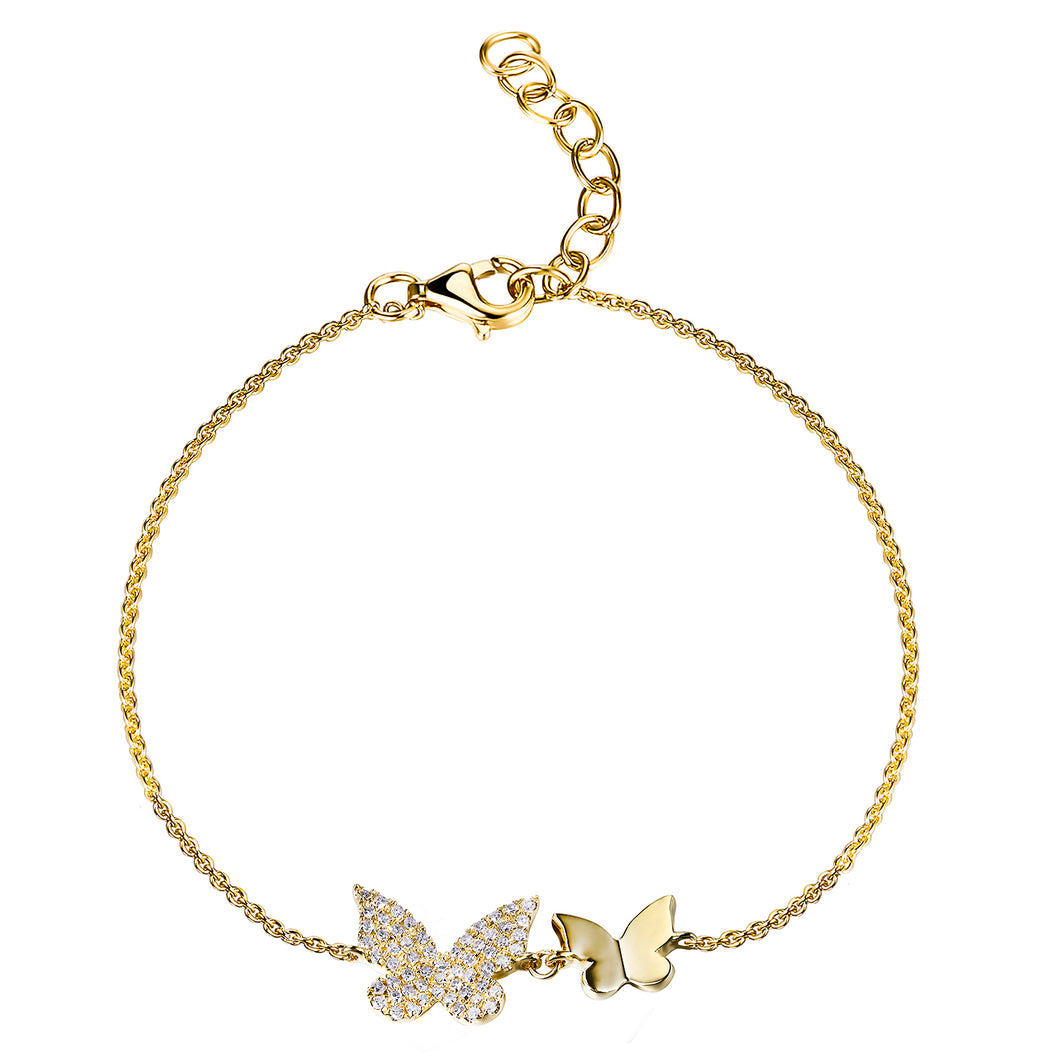14k Gold & Diamond Double Butterfly Bracelet
