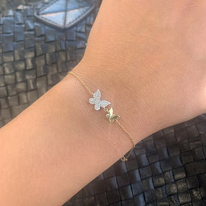 14k Gold & Diamond Double Butterfly Bracelet
