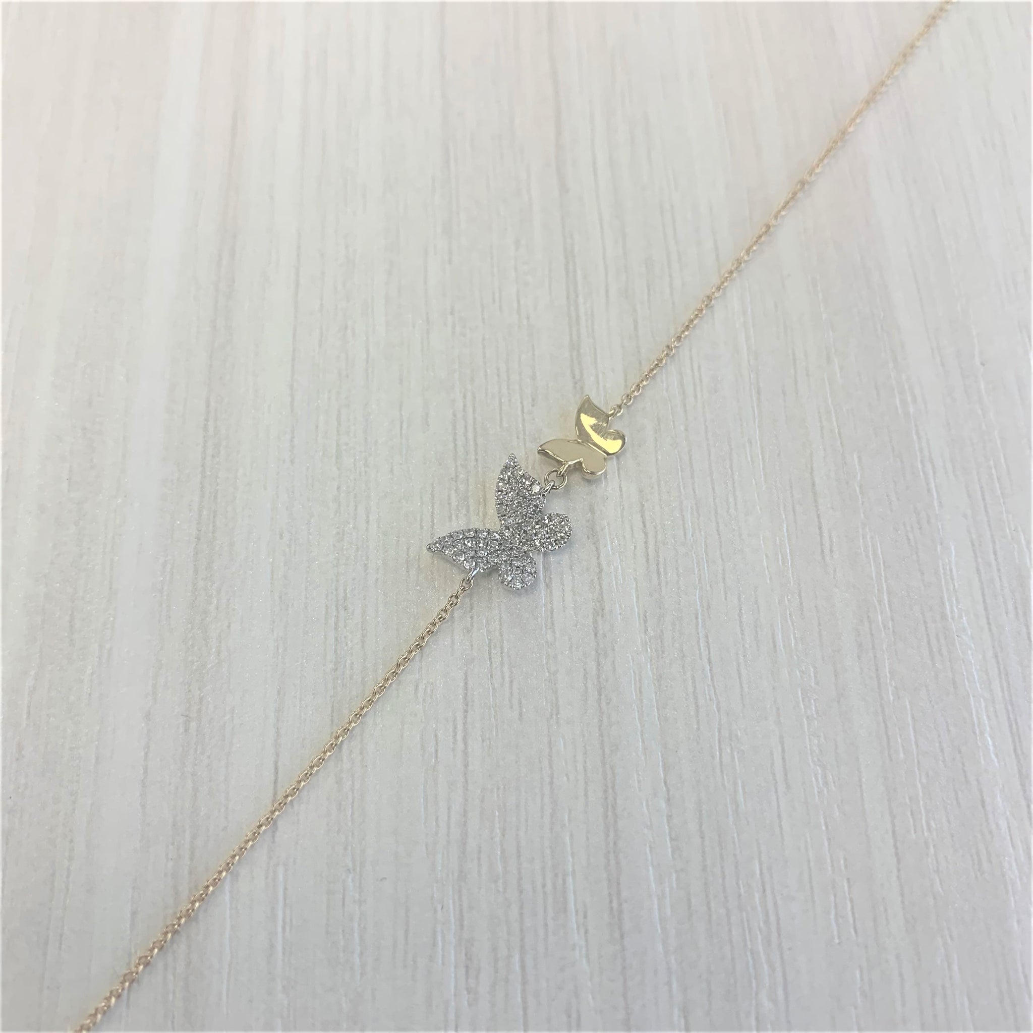14k Gold & Diamond Double Butterfly Bracelet – Sabrina Design
