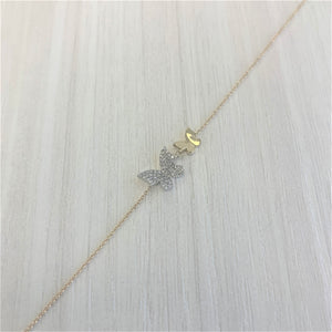 14k Gold & Diamond Double Butterfly Bracelet