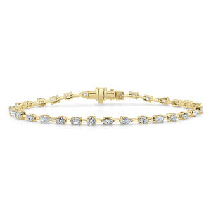 18k Gold & Multi-Shape Diamond Tennis Bracelet