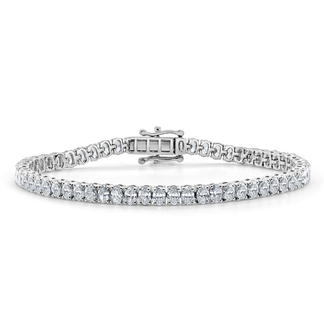 14k Gold Oval Diamond Tennis Bracelet