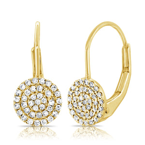 14K Gold Diamond Disc Dangle Earrings