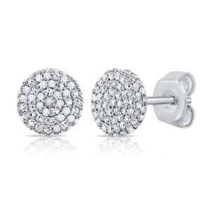 14k Gold & Diamond Disc Stud Earrings