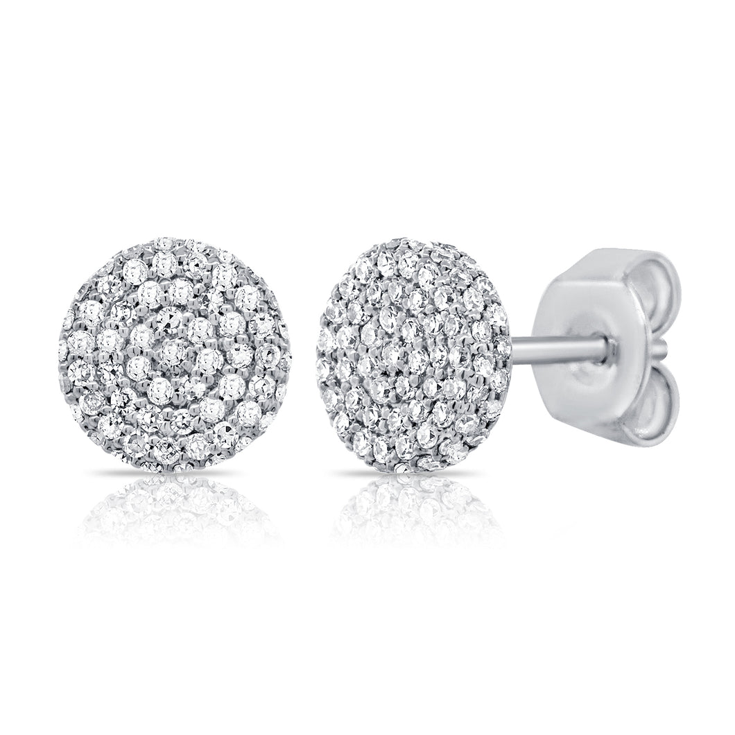 14k Gold & Diamond Disc Stud Earrings