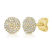 Load image into Gallery viewer, 14k Gold &amp; Diamond Disc Stud Earrings