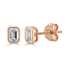 Load image into Gallery viewer, 14K Gold &amp; Emerald-Cut Diamond Stud Earrings
