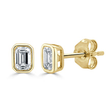 Load image into Gallery viewer, 14K Gold &amp; Emerald-Cut Diamond Stud Earrings