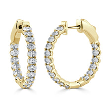 Load image into Gallery viewer, 14K Gold &amp; Oval Diamond Hoop Earrings