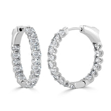 Load image into Gallery viewer, 14K Gold, Oval &amp; Emerald-Cut Diamond  Hoop Earrings