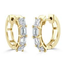 Load image into Gallery viewer, 14K Gold &amp; Emerald-Cut Diamond Earrings