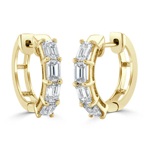 14K Gold & Emerald-Cut Diamond Earrings