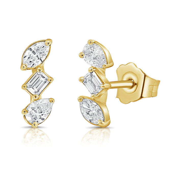 14K Gold & Fancy-Shape Diamond Stud Earrings