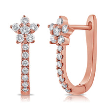 Load image into Gallery viewer, 14K Gold &amp; Diamond Flower Huggie Earring