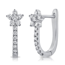 Load image into Gallery viewer, 14K Gold &amp; Diamond Flower Huggie Earring