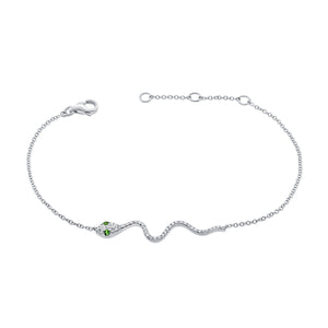14k Gold & Diamond Snake Bracelet