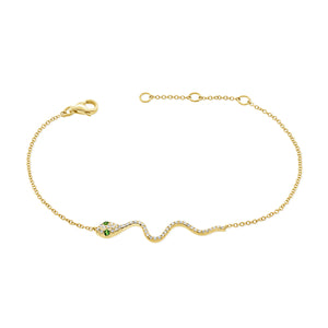 14k Gold & Diamond Snake Bracelet