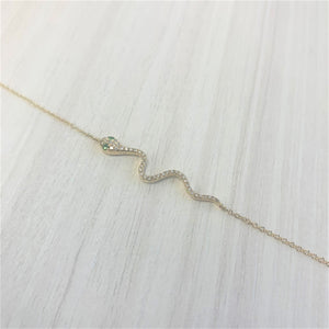 14k Gold & Diamond Snake Bracelet