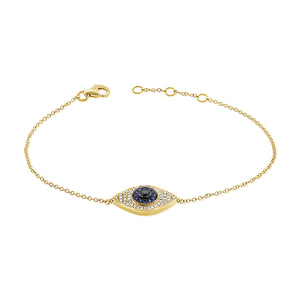 14k Gold & Diamond Evil Eye Bracelet