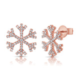 14K Gold & Diamond Snowflake Stud Earrings - 0.42ct