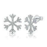 14K Gold & Diamond Snowflake Stud Earrings - 0.42ct