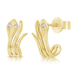 14k Gold & Diamond Snake Earrings