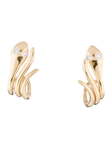 14k Gold & Diamond Snake Earrings